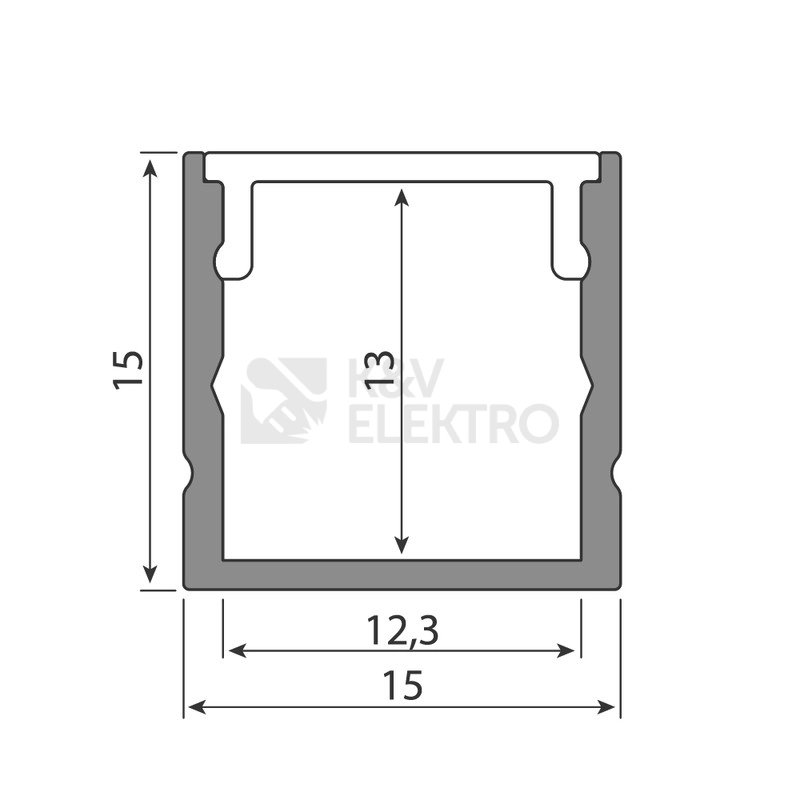Obrázek produktu Přisazený hliníkový profil McLED PY 15x15mm včetně mléčného difuzoru 1m ML-761.020.74.1 2