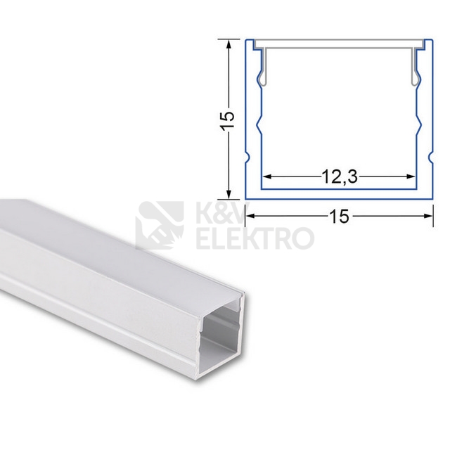 Obrázek produktu Přisazený hliníkový profil McLED PY 15x15mm včetně mléčného difuzoru 1m ML-761.020.74.1 3