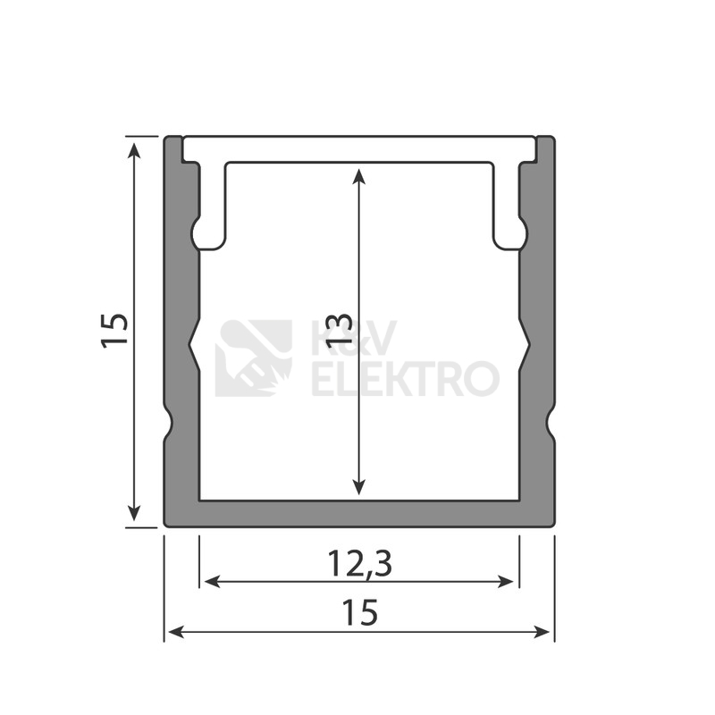 Obrázek produktu Přisazený hliníkový profil McLED PY 15x15mm včetně mléčného difuzoru 1m ML-761.020.74.1 5