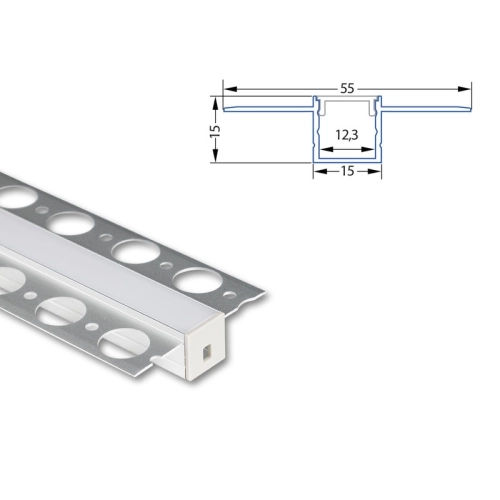 Hliníkový profil McLED pro sádrokarton AU 55x15mm včetně mléčného difuzoru 1m ML-761.028.74.1 (obrázek 4)
