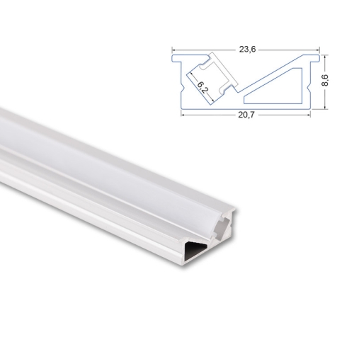 Vestavný hliníkový profil McLED VE 24x10mm včetně mléčného difuzoru 1m ML-761.029.74.1