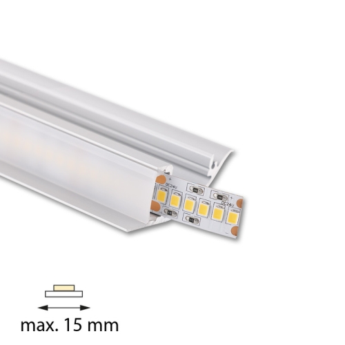 Nástěnný hliníkový profil McLED NC 44x17mm včetně mléčného difuzoru 2m ML-761.034.74.2