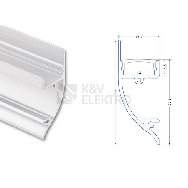 Obrázek produktu Nástěnný hliníkový profil McLED NC 44x17mm včetně mléčného difuzoru 2m ML-761.034.74.2 3