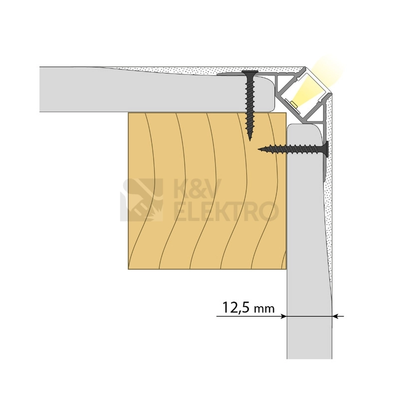 Obrázek produktu Rohový hliníkový profil McLED AS pro sádrokarton 51x23mm včetně mléčného difuzoru 2m ML-761.038.43.2 1