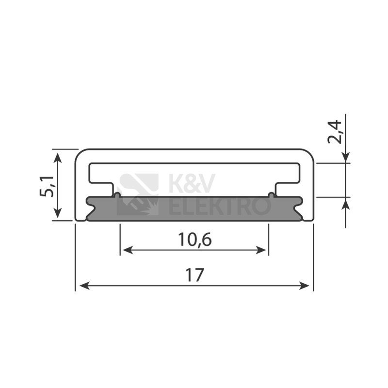 Obrázek produktu Přisazený hliníkový profil McLED PB1 17x5mm včetně mléčného difuzoru 2m ML-761.045.74.2 5