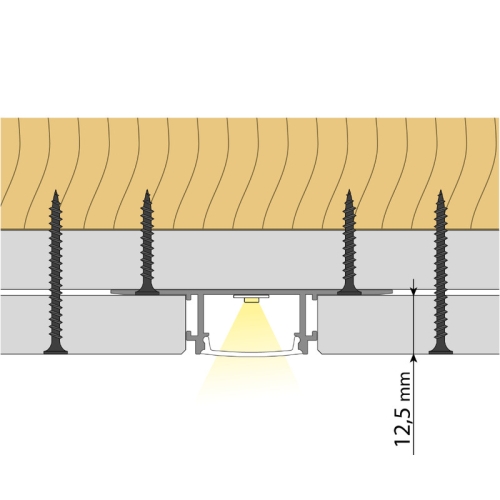 Hliníkový profil McLED pro sádrokarton AX 62x14mm včetně mléčného difuzoru 1m ML-761.046.74.1