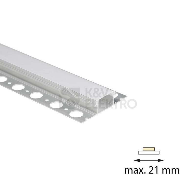 Obrázek produktu Hliníkový profil McLED pro sádrokarton AX 62x14mm včetně mléčného difuzoru 1m ML-761.046.74.1 1