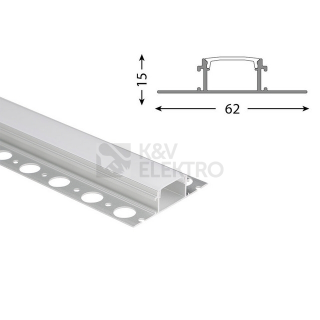 Obrázek produktu Hliníkový profil McLED pro sádrokarton AX 62x14mm včetně mléčného difuzoru 1m ML-761.046.74.1 3