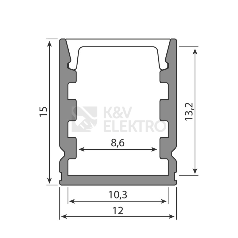 Obrázek produktu Přisazený hliníkový profil McLED PHA 12x15mm včetně mléčného difuzoru 2m ML-761.047.74.2 6
