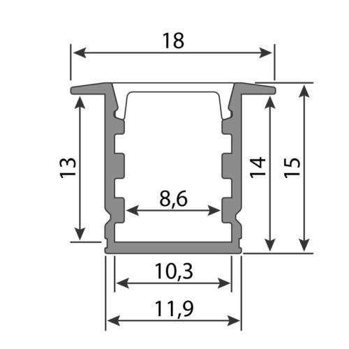 Vestavný hliníkový profil McLED VI 12x15mm včetně mléčného difuzoru 2m ML-761.048.74.2 (obrázek 4)
