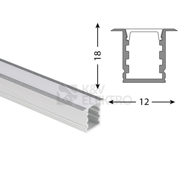 Obrázek produktu Vestavný hliníkový profil McLED VI 12x15mm včetně mléčného difuzoru 2m ML-761.048.74.2 3