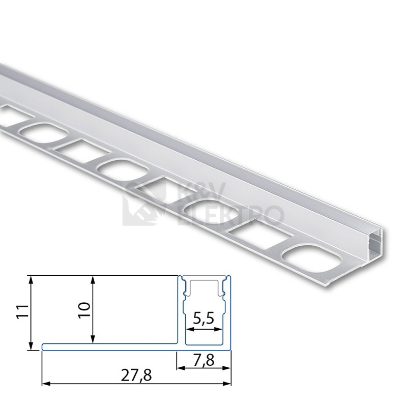 Obrázek produktu Hliníkový profil McLED pro obklady a dlažbu DC 28x11mm včetně matného difuzoru 2m ML-761.049.43.2 4