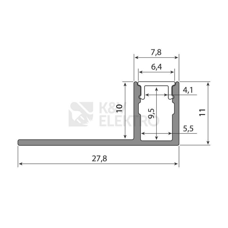 Obrázek produktu Hliníkový profil McLED pro obklady a dlažbu DC 28x11mm včetně matného difuzoru 2m ML-761.049.43.2 6