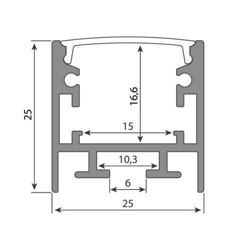 Přisazený hliníkový profil McLED PCA 25x25mm včetně mléčného difuzoru 1m ML-761.049.74.1 (obrázek 6)