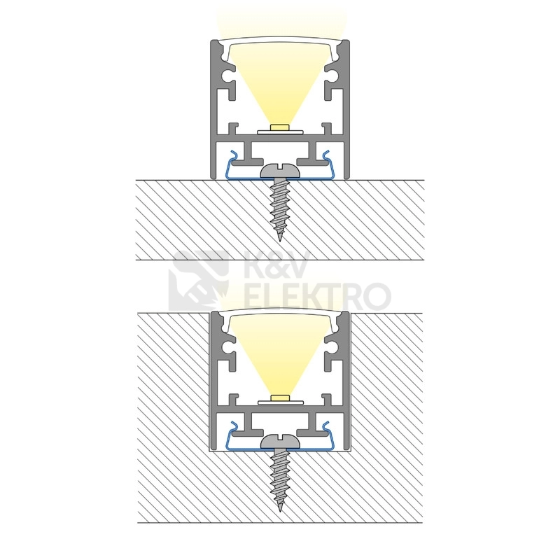 Obrázek produktu Přisazený hliníkový profil McLED PCA 25x25mm včetně mléčného difuzoru 1m ML-761.049.74.1 2