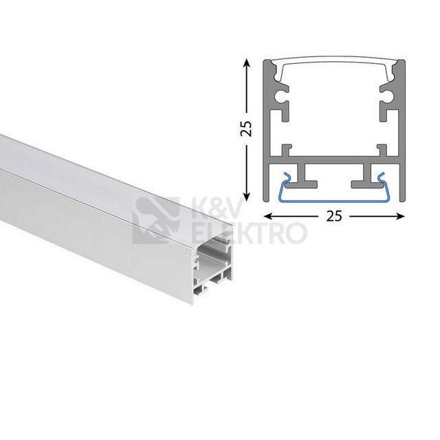 Obrázek produktu Přisazený hliníkový profil McLED PCA 25x25mm včetně mléčného difuzoru 1m ML-761.049.74.1 3