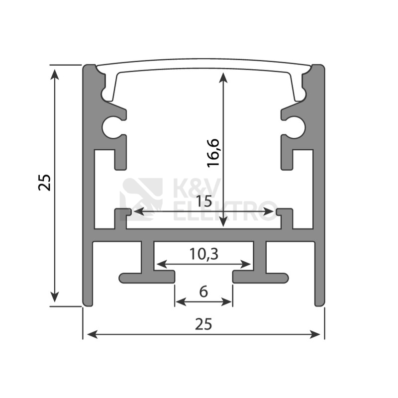 Obrázek produktu Přisazený hliníkový profil McLED PCA 25x25mm včetně mléčného difuzoru 1m ML-761.049.74.1 5