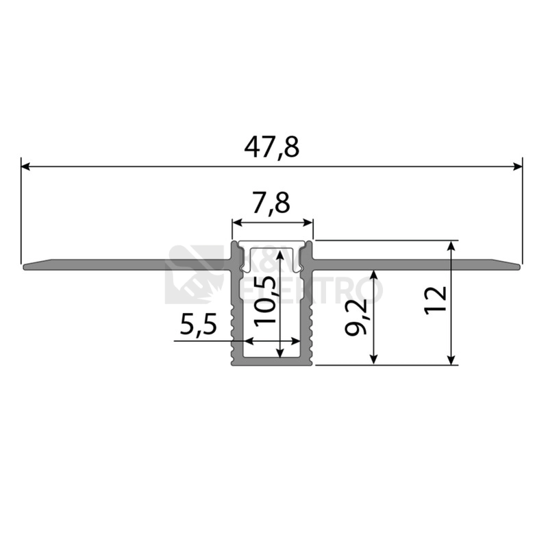 Obrázek produktu Vestavný hliníkový profil McLED AL pro sádrokarton 48x12mm včetně matného difuzoru 2m ML-761.050.43.2 2