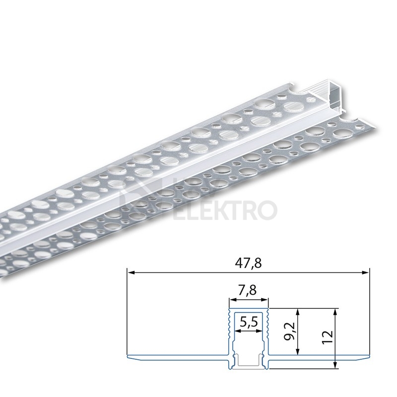 Obrázek produktu Vestavný hliníkový profil McLED AL pro sádrokarton 48x12mm včetně matného difuzoru 2m ML-761.050.43.2 4
