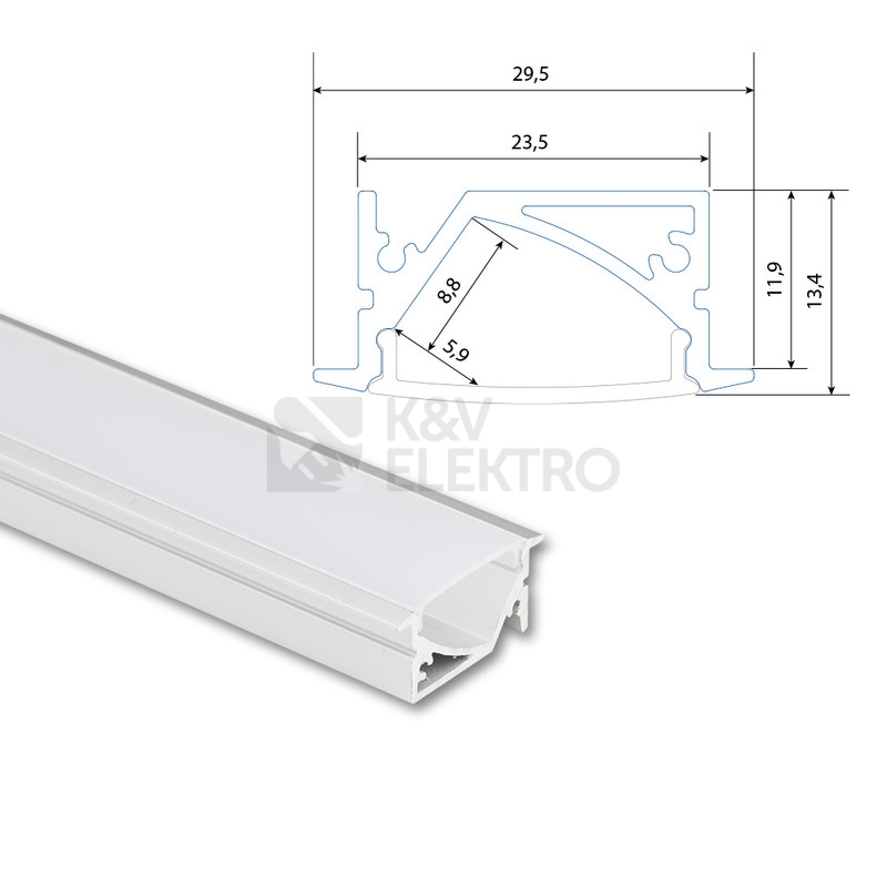 Obrázek produktu Vestavný hliníkový profil McLED VA 30x14mm včetně matného difuzoru 2m ML-761.057.43.2 1