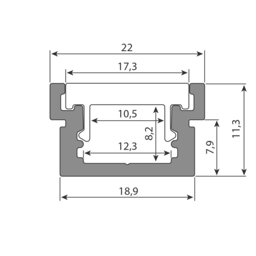 Nášlapný hliníkový profil McLED BA 22x13mm včetně mléčného difuzoru 2m ML-761.062.43.2 (obrázek 4)