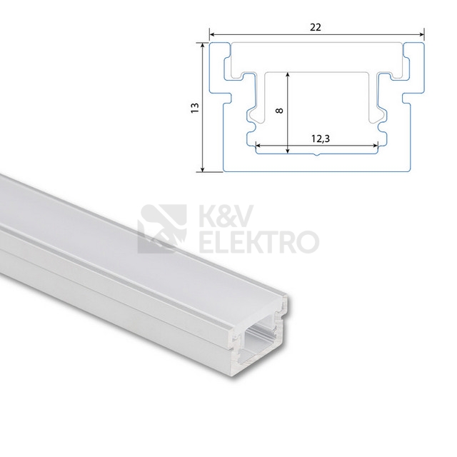 Obrázek produktu Nášlapný hliníkový profil McLED BA 22x13mm včetně mléčného difuzoru 2m ML-761.062.43.2 1