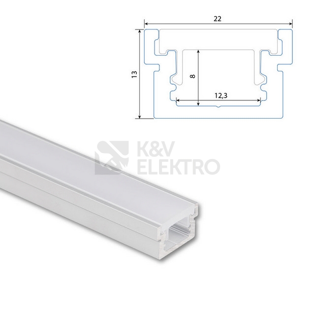 Obrázek produktu Nášlapný hliníkový profil McLED BA 22x13mm včetně mléčného difuzoru 2m ML-761.062.43.2 4