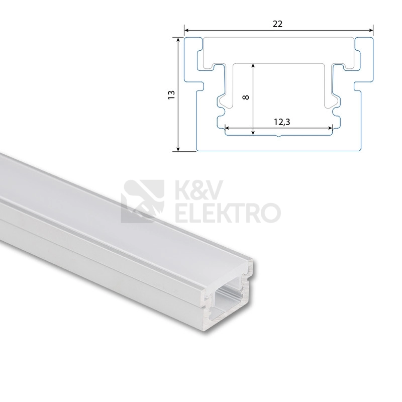 Obrázek produktu Nášlapný hliníkový profil McLED BA 22x13mm včetně mléčného difuzoru 2m ML-761.062.43.2 5