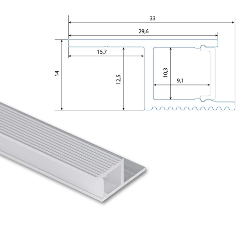 Hliníkový profil McLED AQ pro sádrokarton 33x14mm včetně mléčného difuzoru 2m ML-761.064.43.2 (obrázek 7)
