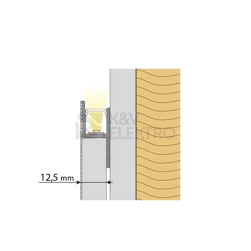 Obrázek produktu Hliníkový profil McLED AQ pro sádrokarton 33x14mm včetně mléčného difuzoru 2m ML-761.064.43.2 2