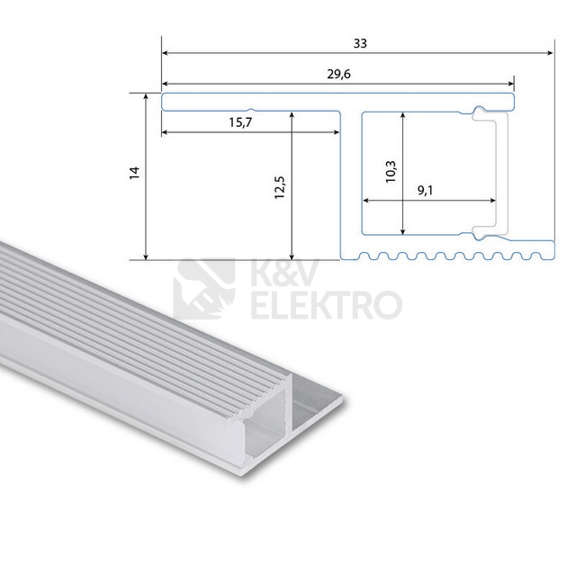Obrázek produktu Hliníkový profil McLED AQ pro sádrokarton 33x14mm včetně mléčného difuzoru 2m ML-761.064.43.2 3