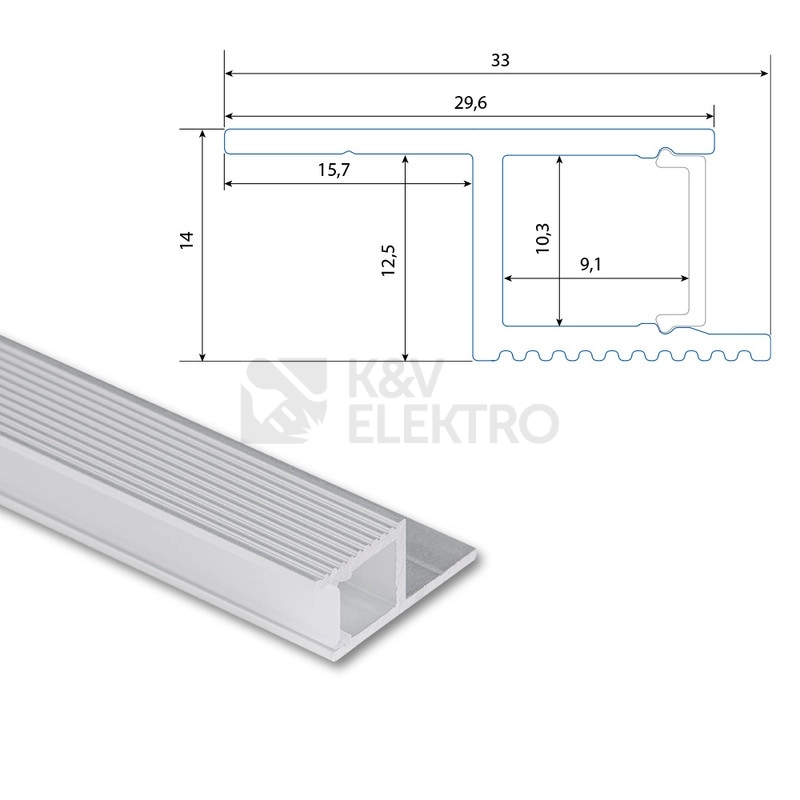 Obrázek produktu Hliníkový profil McLED AQ pro sádrokarton 33x14mm včetně mléčného difuzoru 2m ML-761.064.43.2 6