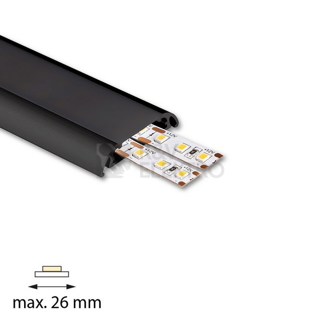 Obrázek produktu Přisazený hliníkový profil McLED PX2 40x9mm včetně difuzoru 2m černý ML-761.305.86.2 1