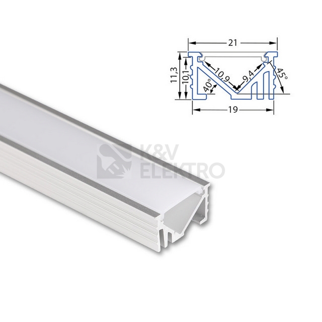 Obrázek produktu Vestavný hliníkový profil McLED VK 21x11mm včetně mléčného difuzoru 1m ML-761.306.86.1 3