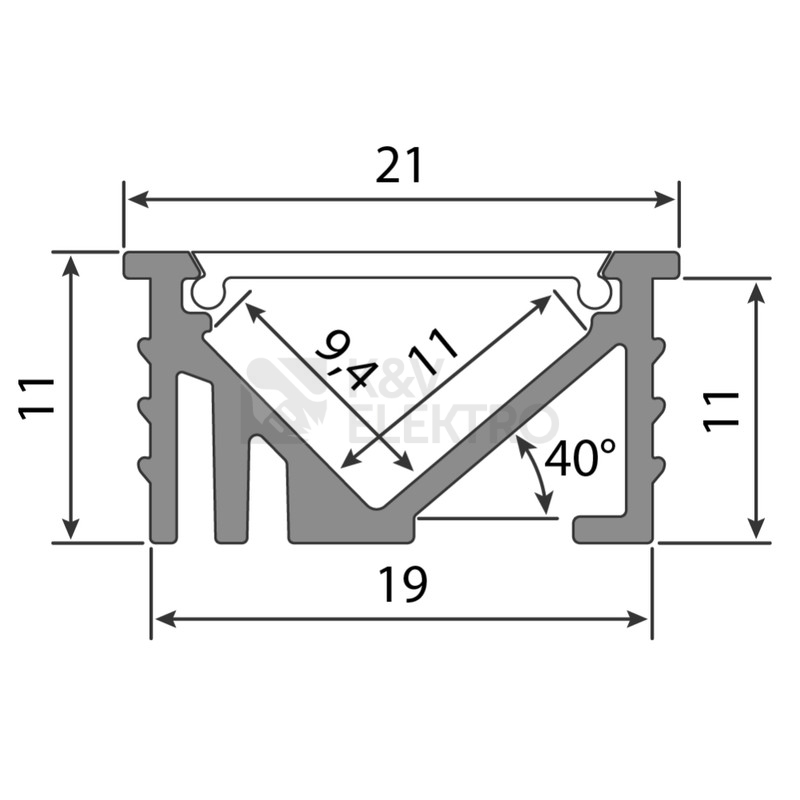 Obrázek produktu Vestavný hliníkový profil McLED VK 21x11mm včetně mléčného difuzoru 1m ML-761.306.86.1 4