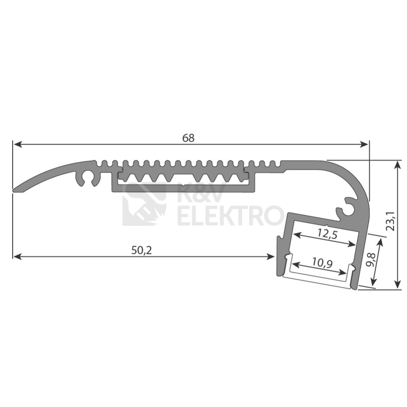 Obrázek produktu Nášlapný hliníkový profil McLED BF 68x25mm včetně mléčného difuzoru a silikonové podložky 2m ML-761.310.86.2 6