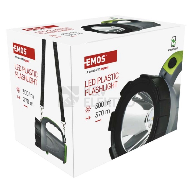 Obrázek produktu LED nabíjecí ruční svítilna s popruhem přes rameno 300lm 2400mAh EMOS P2311 10