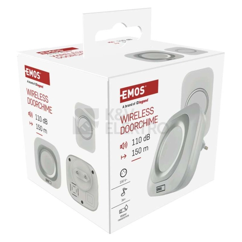 Obrázek produktu Domovní bezdrátový zvonek EMOS P5733W do zásuvky 10