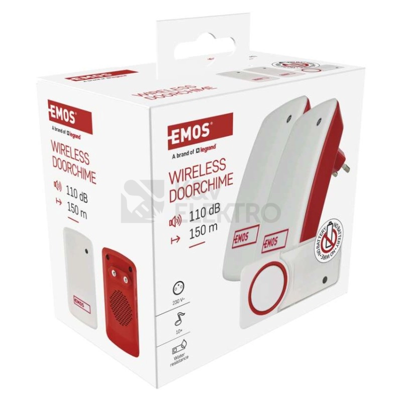 Obrázek produktu Bezbateriový domovní bezdrátový zvonek EMOS P5750.2R do zásuvky 8