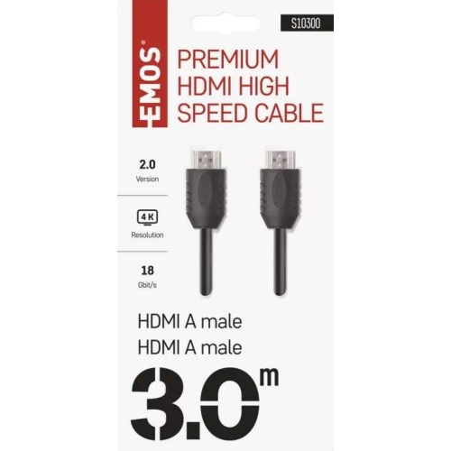HDMI kabel 2.0 High Speed 4K EMOS S10300 A-A vidlice 3m