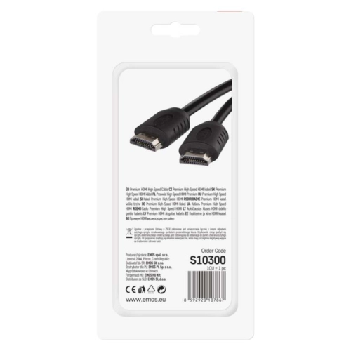 HDMI kabel 2.0 High Speed 4K EMOS S10300 A-A vidlice 3m (obrázek 5)