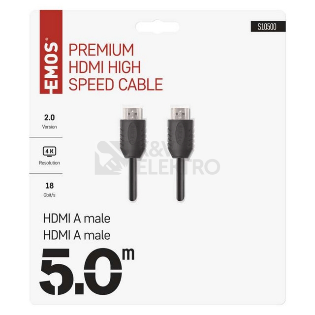 Obrázek produktu  HDMI kabel 2.0 High Speed 4K EMOS S10500 A-A vidlice 5m
 3