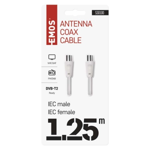 Anténní koaxiální kabel EMOS S30100 1,25m rovné koncovky (obrázek 4)