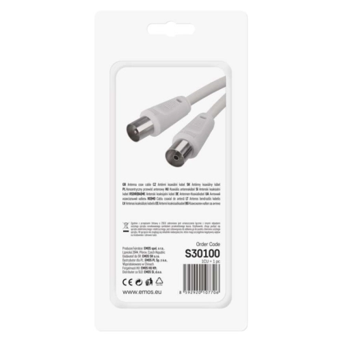 Anténní koaxiální kabel EMOS S30100 1,25m rovné koncovky (obrázek 5)