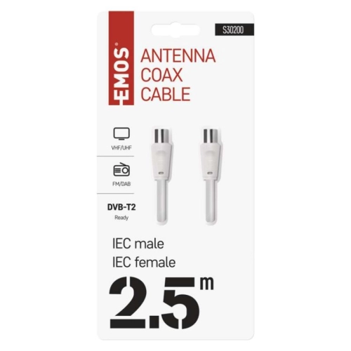 Anténní koaxiální kabel EMOS S30200 2,5m rovné koncovky (obrázek 4)