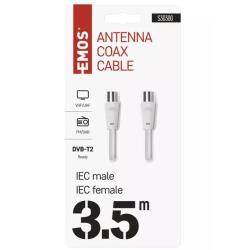 Anténní koaxiální kabel EMOS SD3003 3,5m rovné koncovky
