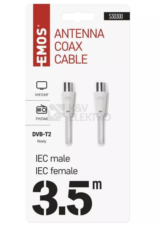 Obrázek produktu  Anténní koaxiální kabel EMOS SD3003 3,5m rovné koncovky 2