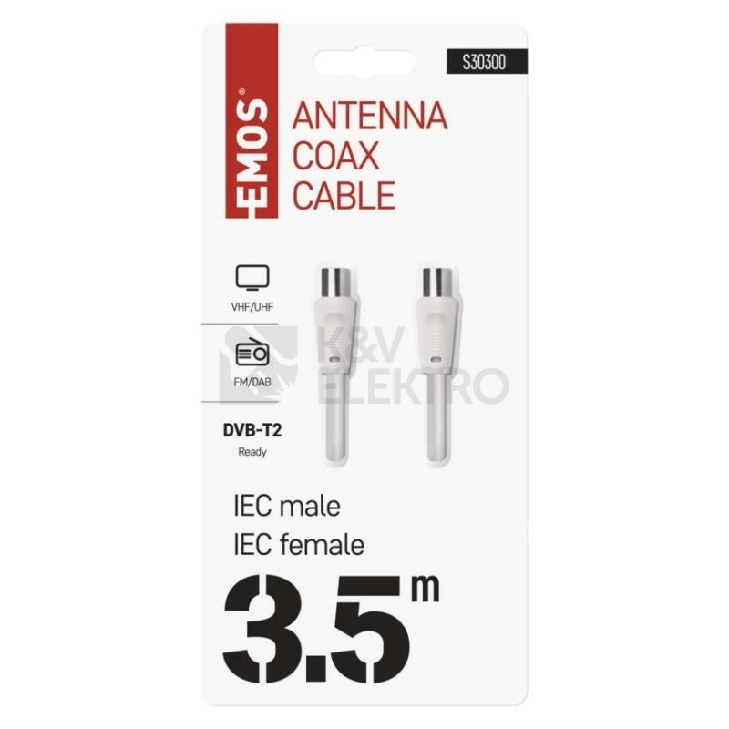 Obrázek produktu Anténní koaxiální kabel EMOS SD3003 3,5m rovné koncovky 5