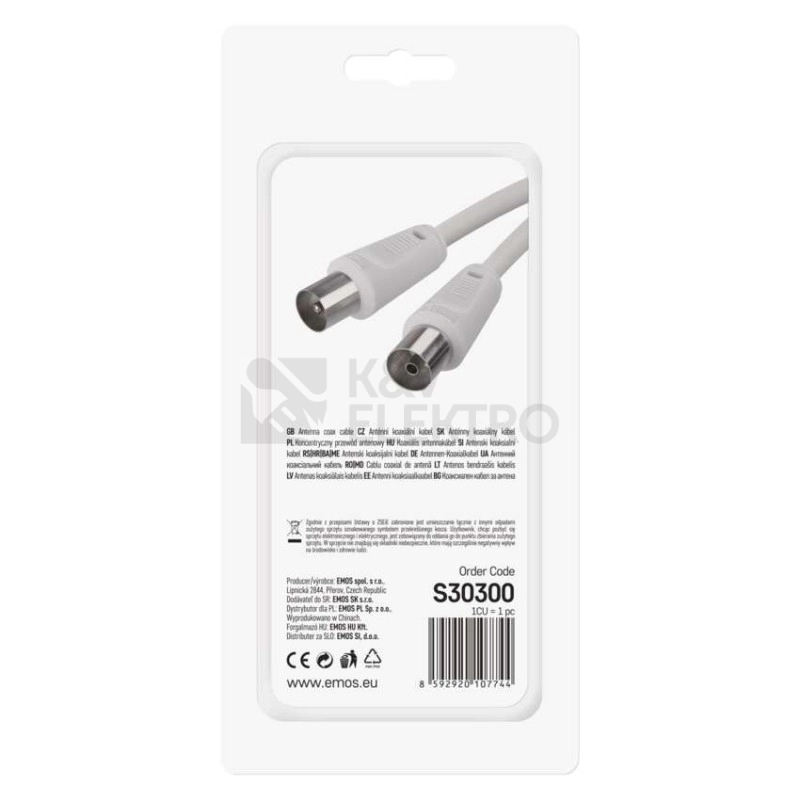 Obrázek produktu Anténní koaxiální kabel EMOS SD3003 3,5m rovné koncovky 6