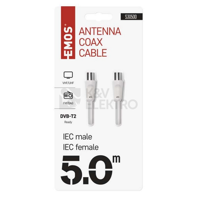 Obrázek produktu  Anténní koaxiální kabel EMOS S30500 5m rovné koncovky 3